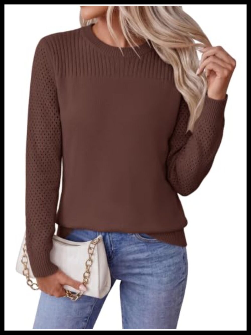 Women's Casual Long Sleeve Ribbed Knit Pullover Sweater Loose Fit